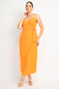 Orange Sweetheart Wrap-Tie Maxi Dress